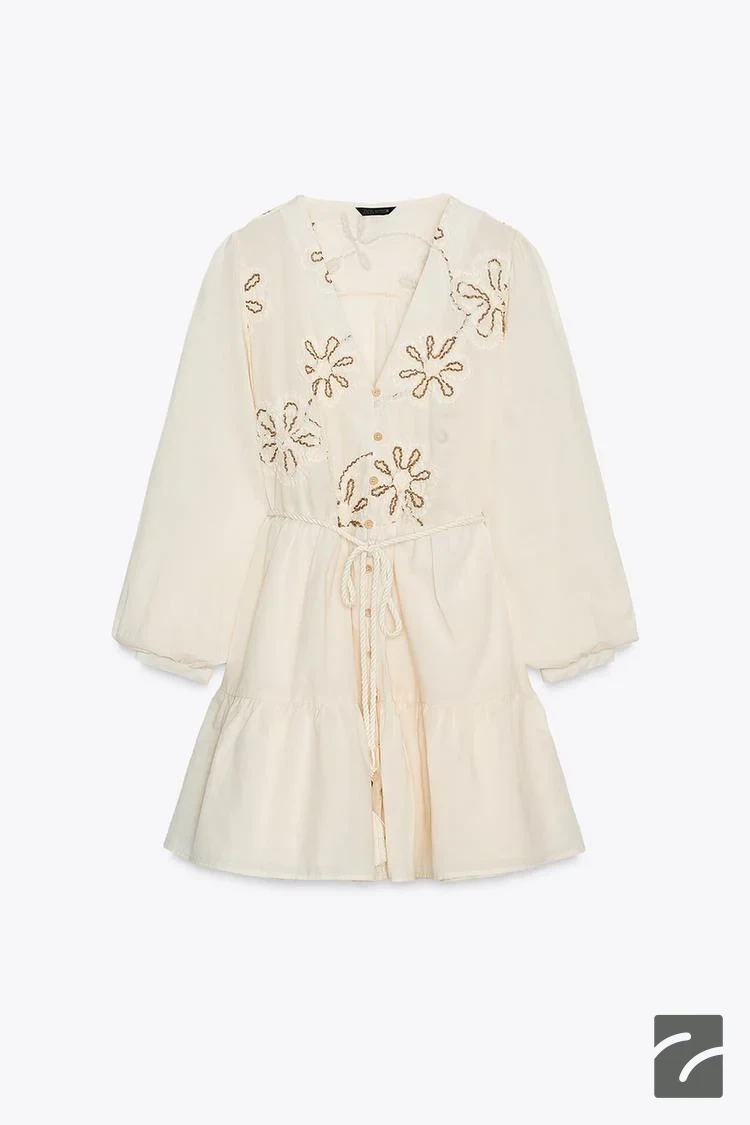 پیراهن بلند آستیندار با یقه V از برند زارا (زنانه)