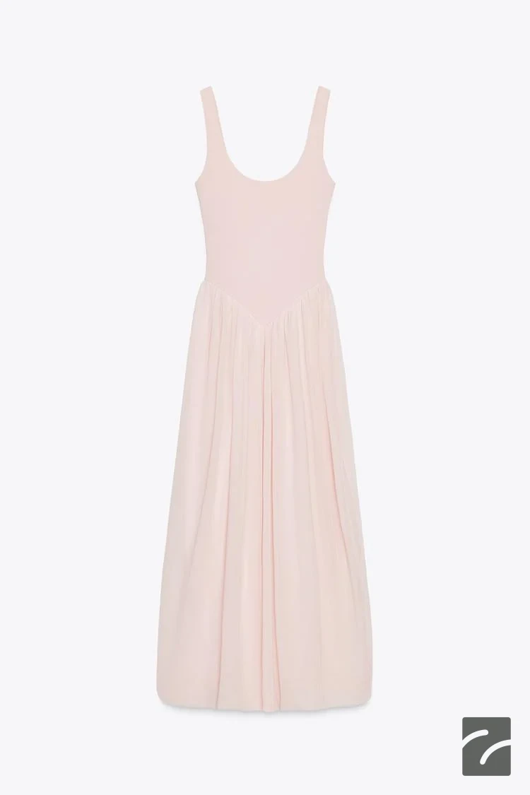 پیراهن بلند یقه دوچرخهای با آستین عر از برند زارا (زنانه)