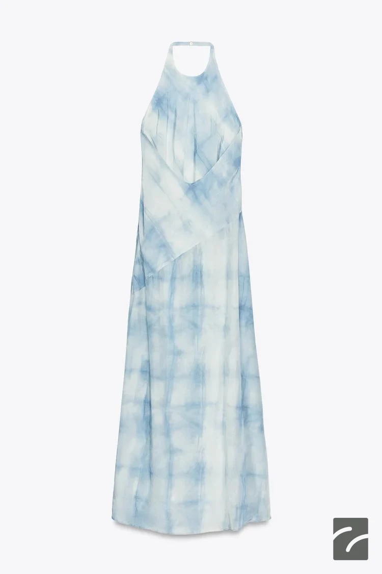 پیراهن بلند یقه هالتر با دکمه از برند زارا (زنانه)