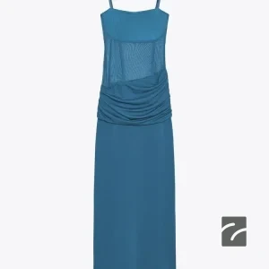 پیراهن بلند یقه صاف با بند نازک از برند زارا (زنانه)