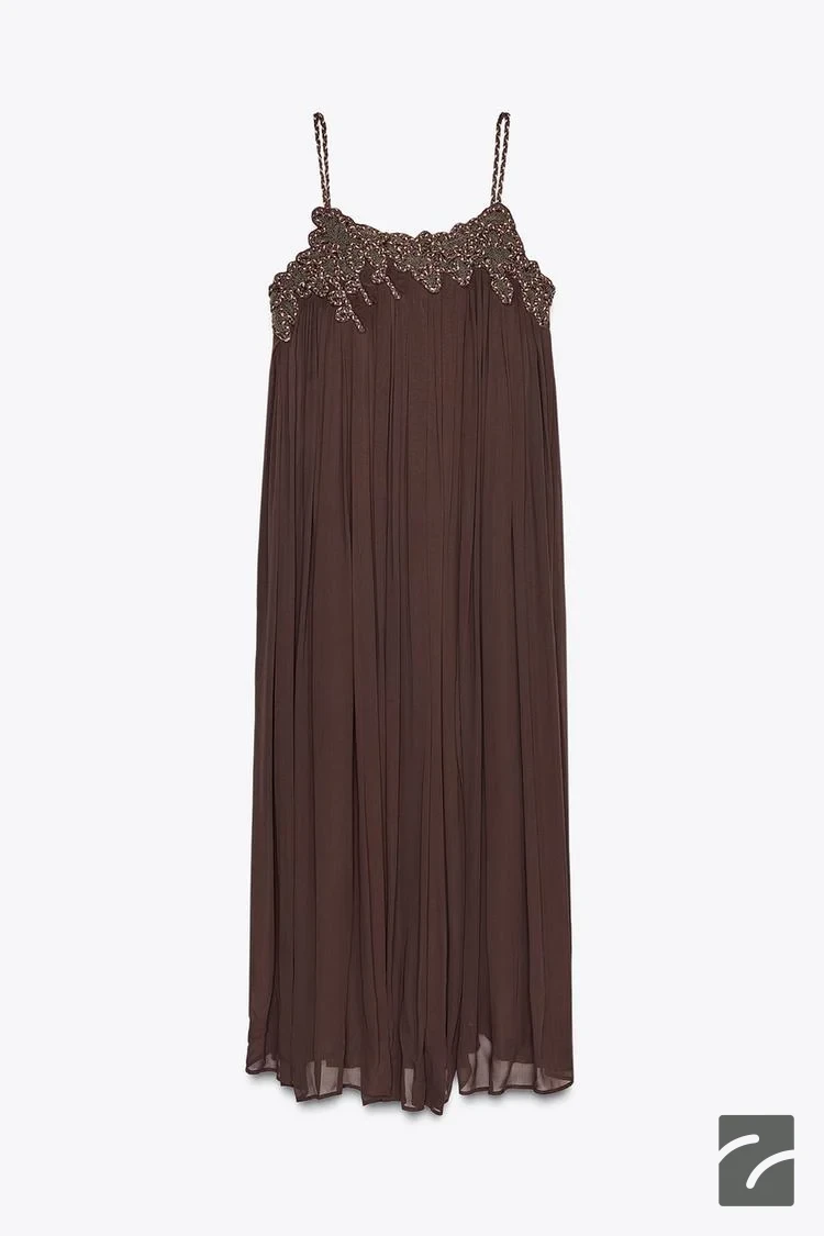 پیراهن بلند زنانه با گلدوزی و مروارید از برند زارا (زنانه)