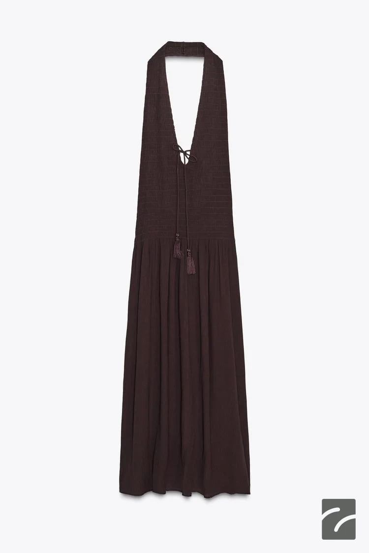 پیراهن دکلته هالتر با بند آویزان از برند زارا (زنانه)