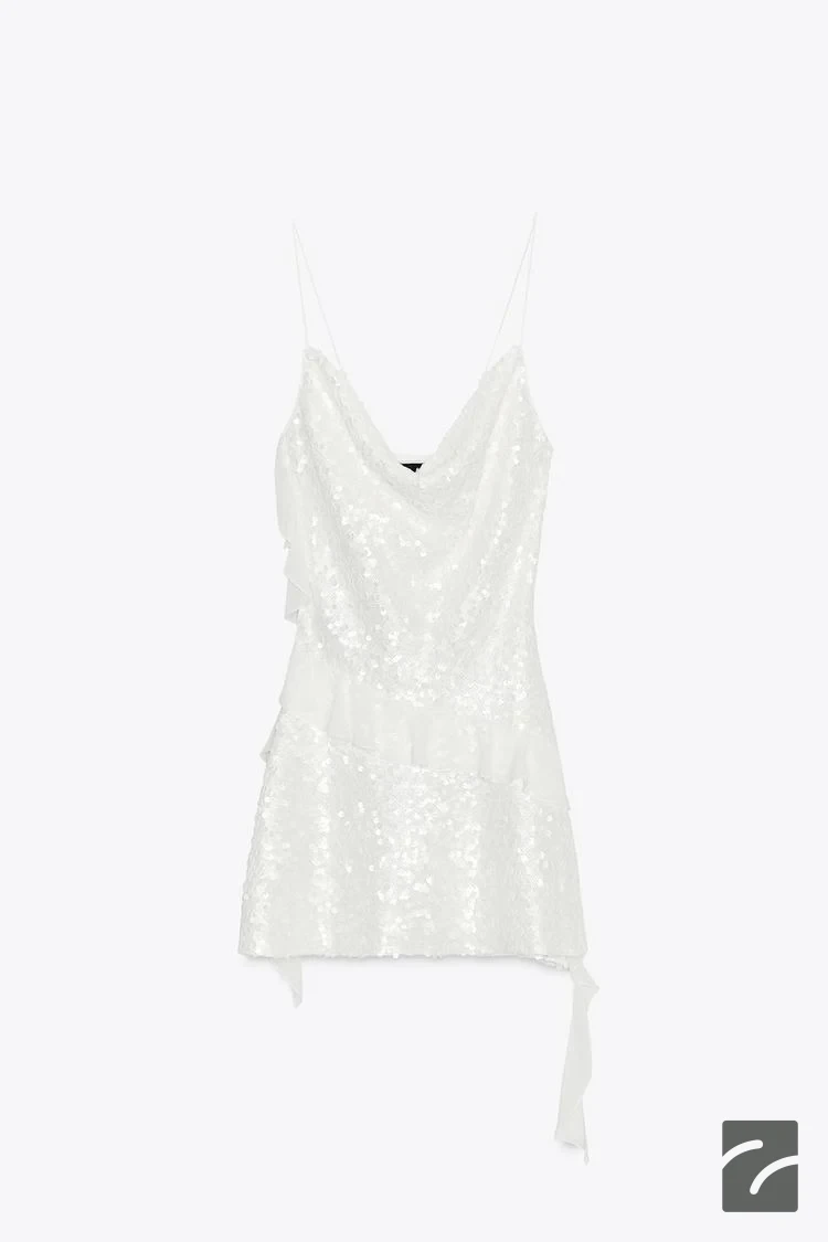 پیراهن دکمهدار با بند نازک و پولک از برند زارا (زنانه)