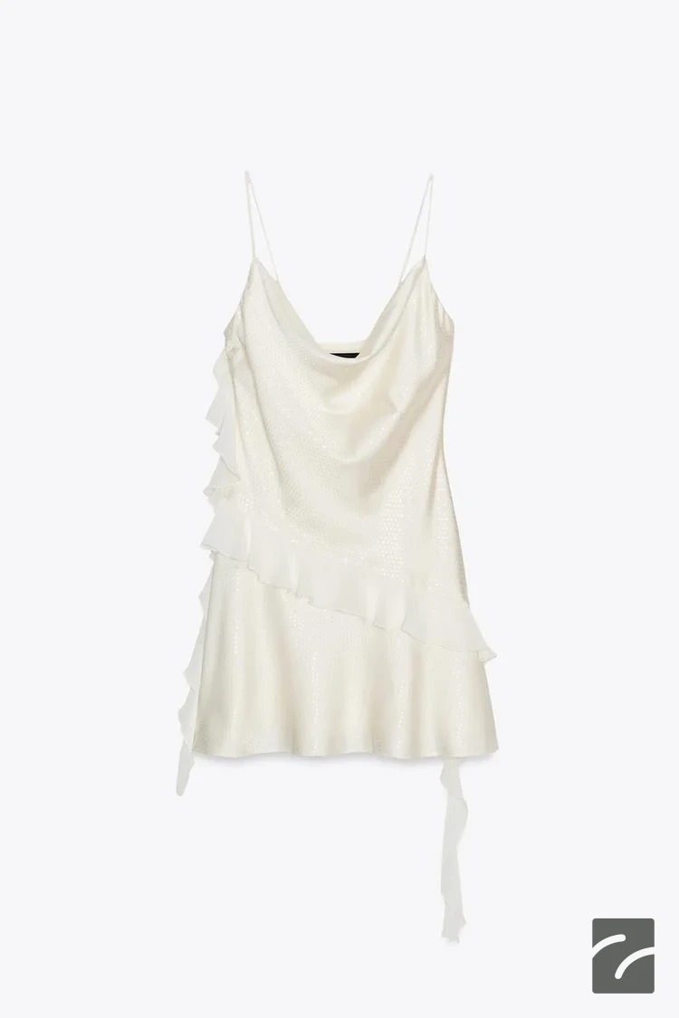 پیراهن دکمهدار با دامن فری خالخال از برند زارا (زنانه)