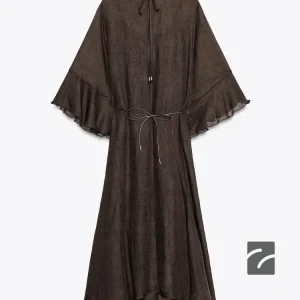 پیراهن کاپتانی یقه V با آستین پفی از برند زارا (زنانه)