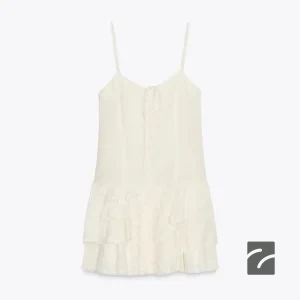 پیراهن کوتاه با بندهای نازک و زیپ مخف از برند زارا (زنانه)