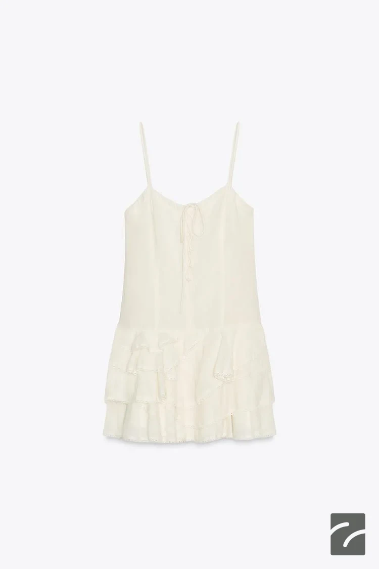 پیراهن کوتاه با بندهای نازک و زیپ مخف از برند زارا (زنانه)