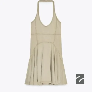 پیراهن کوتاه پنبه‌ای یقه هالتر از برند زارا (زنانه)