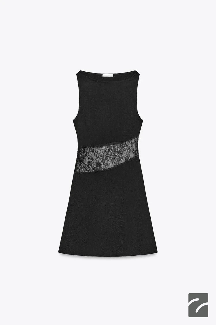 پیراهن کوتاه یقه گشاد دانتل از برند زارا (زنانه)