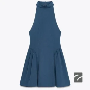 پیراهن کوتاه یقه هالتر چین‌دار از برند زارا (زنانه)