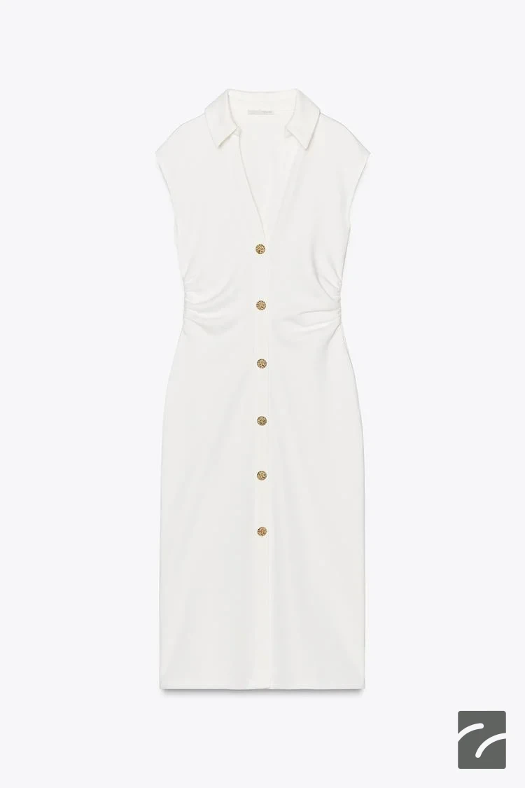 پیراهن میدی آستین کوتاه یقه V از برند زارا (زنانه)