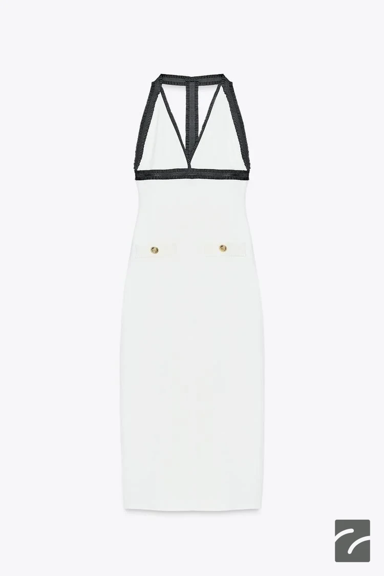 پیراهن میدی یقه هالتر با جیب از برند زارا (زنانه)