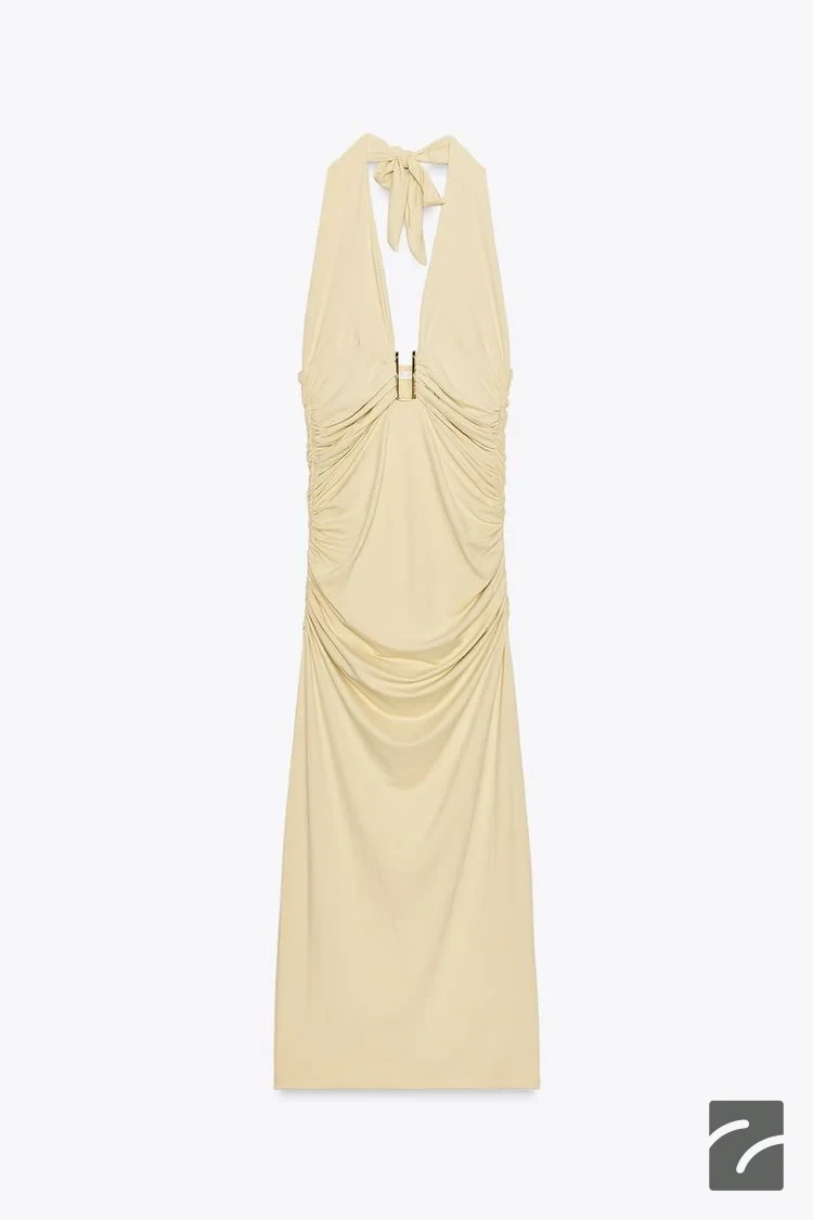 پیراهن میدی یقه هالتر با جزئیات فلزی از برند زارا (زنانه)