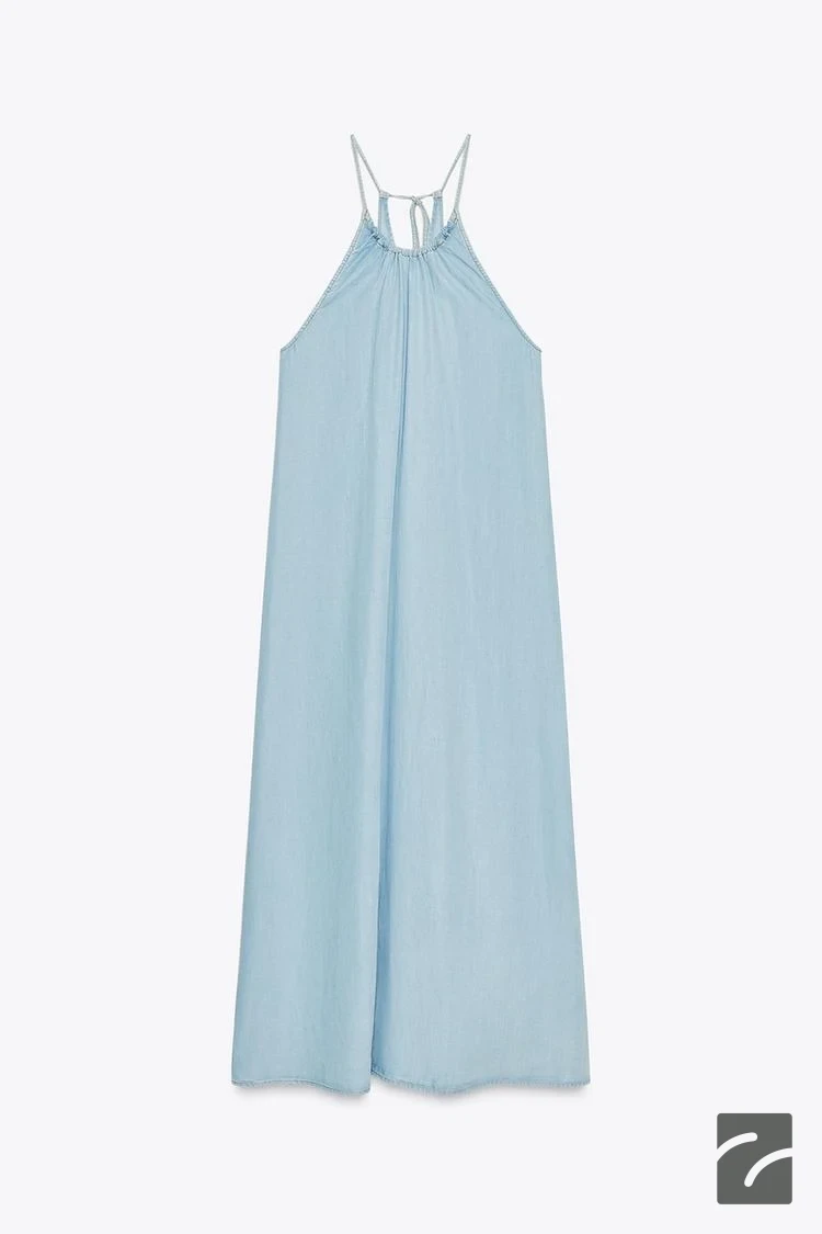 پیراهن میدی یقه هالتر دکملو از برند زارا (زنانه)