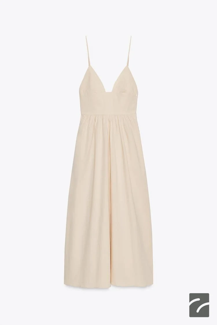 پیراهن میدی یقه V با جیب مخفی از برند زارا (زنانه)