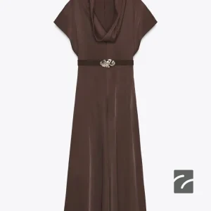 پیراهن میدی یقه‌دار با کمربند فلزی از برند زارا (زنانه)