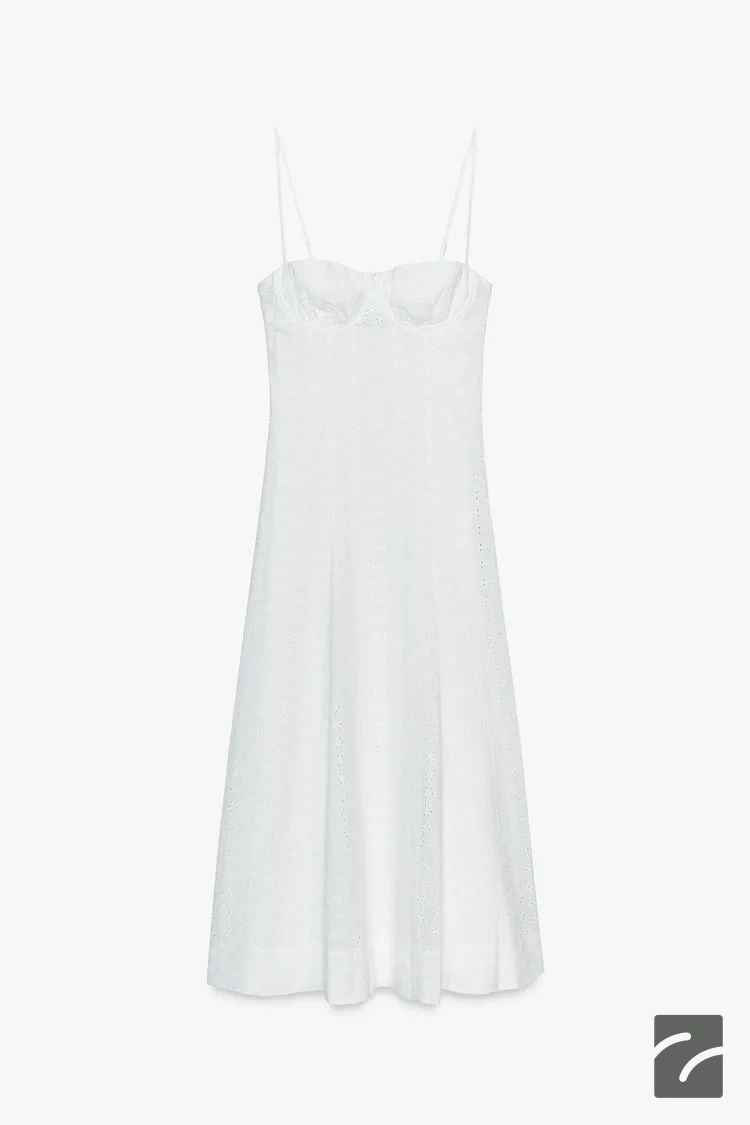 پیراهن آستین نازک با یقه صاف و گلدوزی از برند زارا (زنانه)