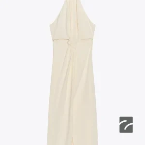 پیراهن آستین‌دار یقه هالتر با گره از برند زارا (زنانه)