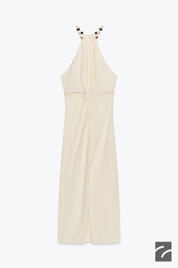 پیراهن آستیندار یقه هالتر با گره از برند زارا (زنانه)