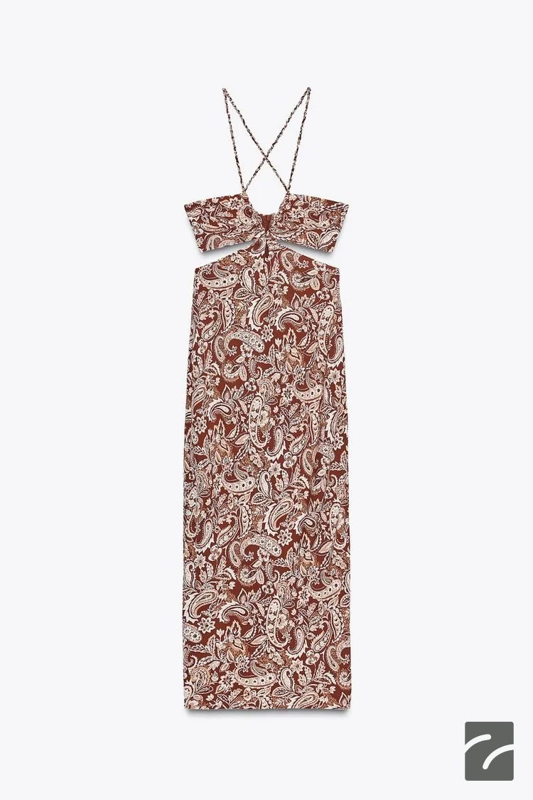 پیراهن آستیندار یقه V بافت نازک از برند زارا (زنانه)