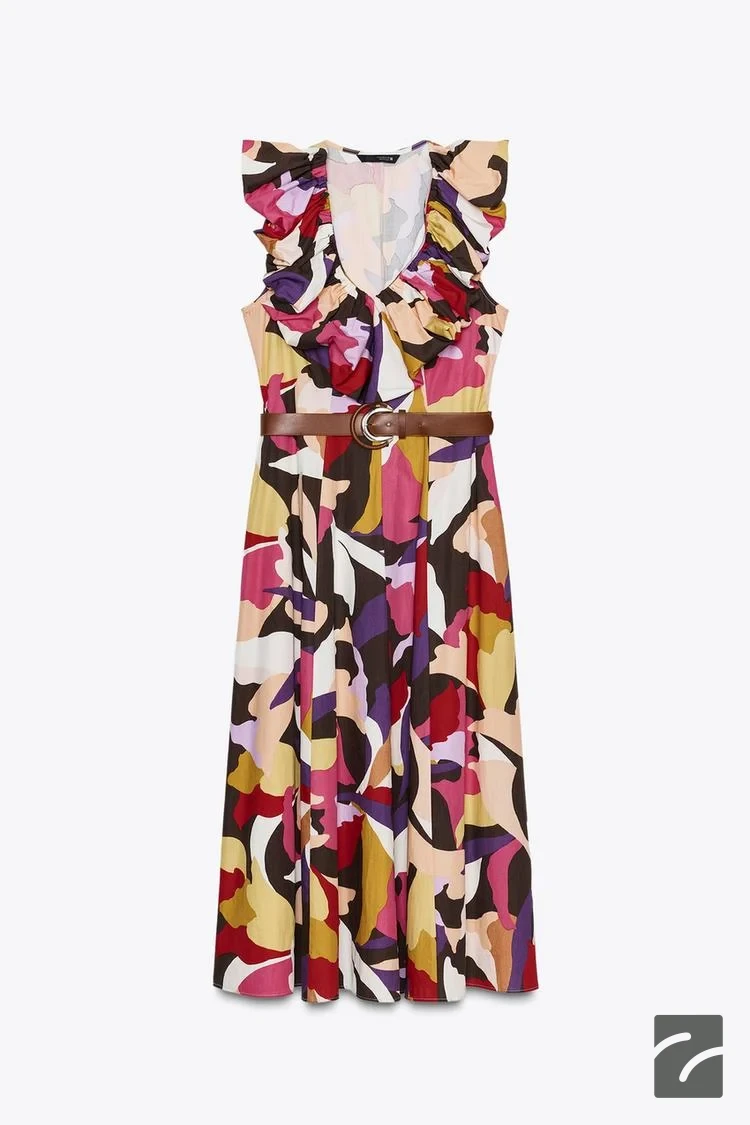 پیراهن V یقه بدون آستین با کمربند از برند زارا (زنانه)