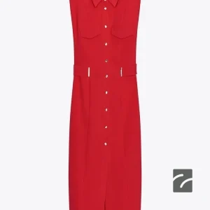 پیراهن یقه‌دار بدون آستین با کمربند د از برند زارا (زنانه)