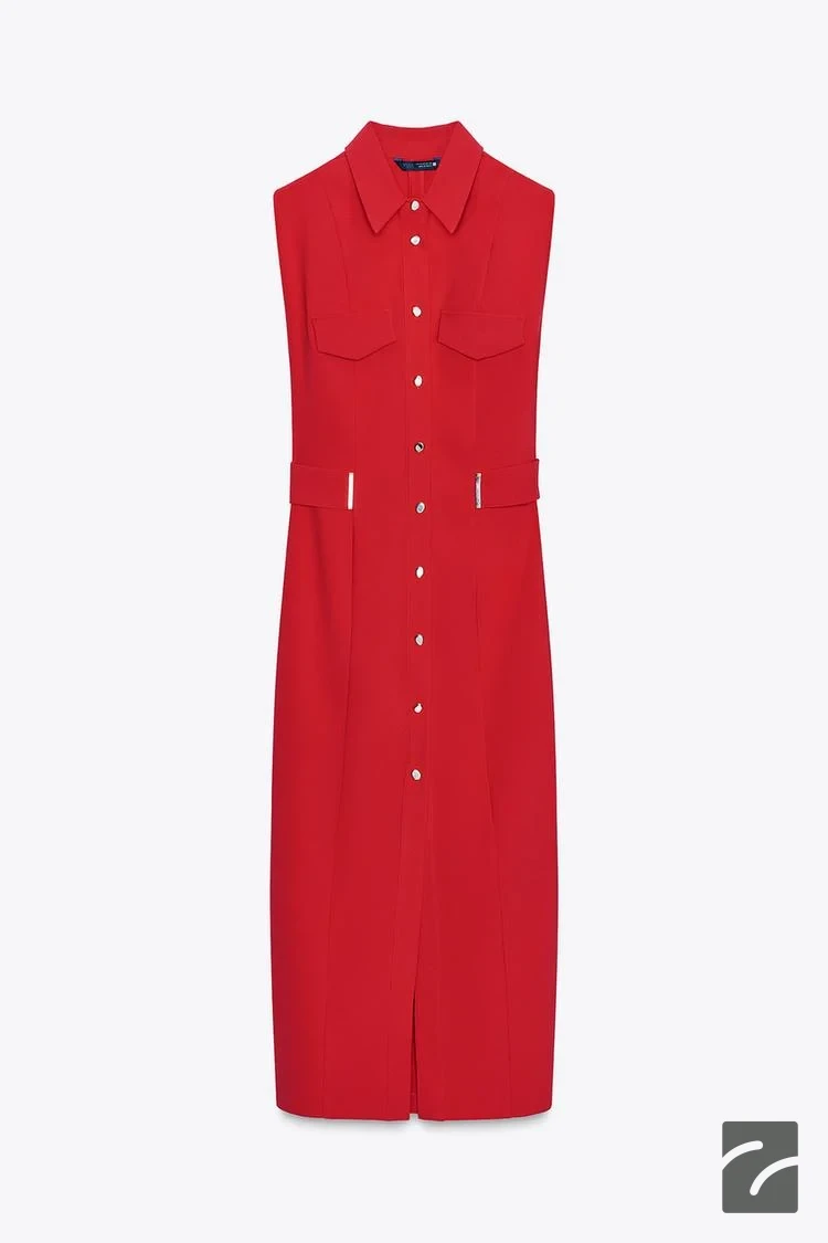 پیراهن یقهدار بدون آستین با کمربند د از برند زارا (زنانه)