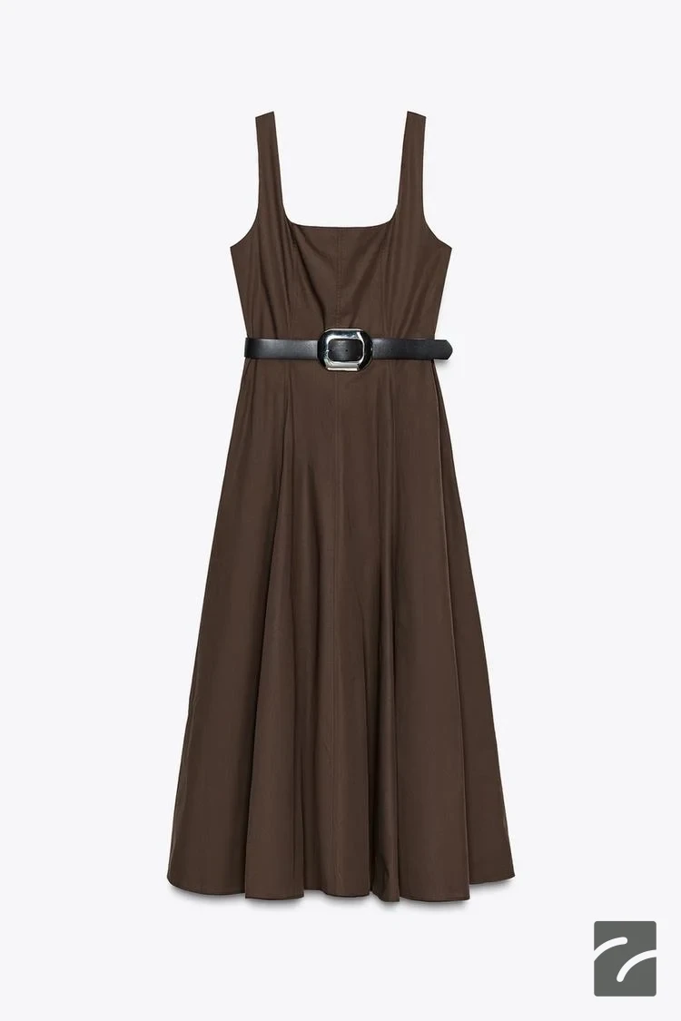 پیراهن یقهدار کلوش با کمربند از برند زارا (زنانه)