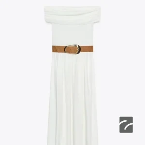 پیراهن یقه‌دار شانه باز با کمربند از برند زارا (زنانه)