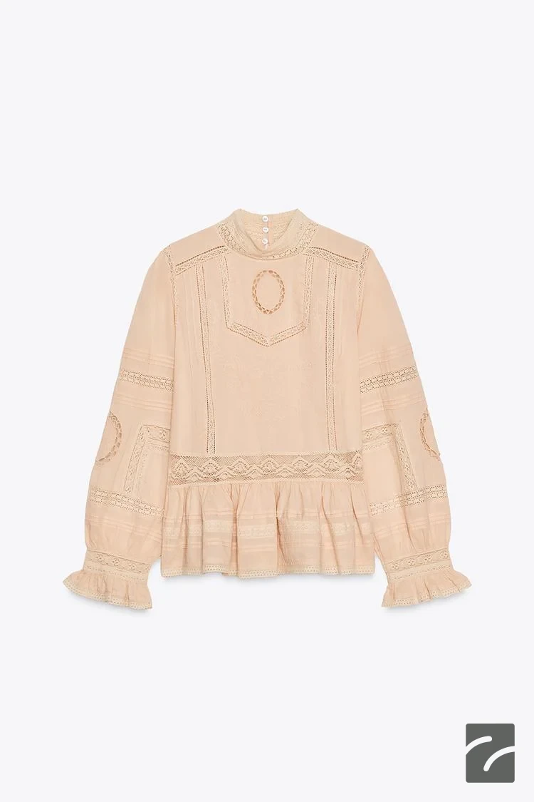 پیراهن زنانه پنبهای با یقه بلند از برند زارا (زنانه)