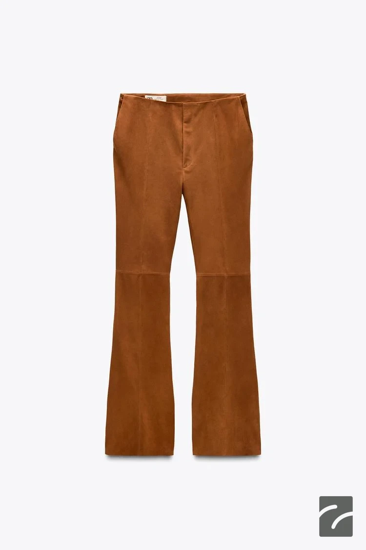 شلوار چرم سوئدی کمر بلند با جیب از برند زارا (زنانه)