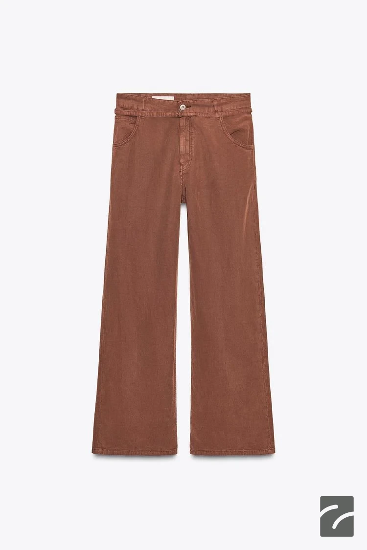 شلوار دکمهای با جیب و کمربند فلزی از برند زارا (زنانه)