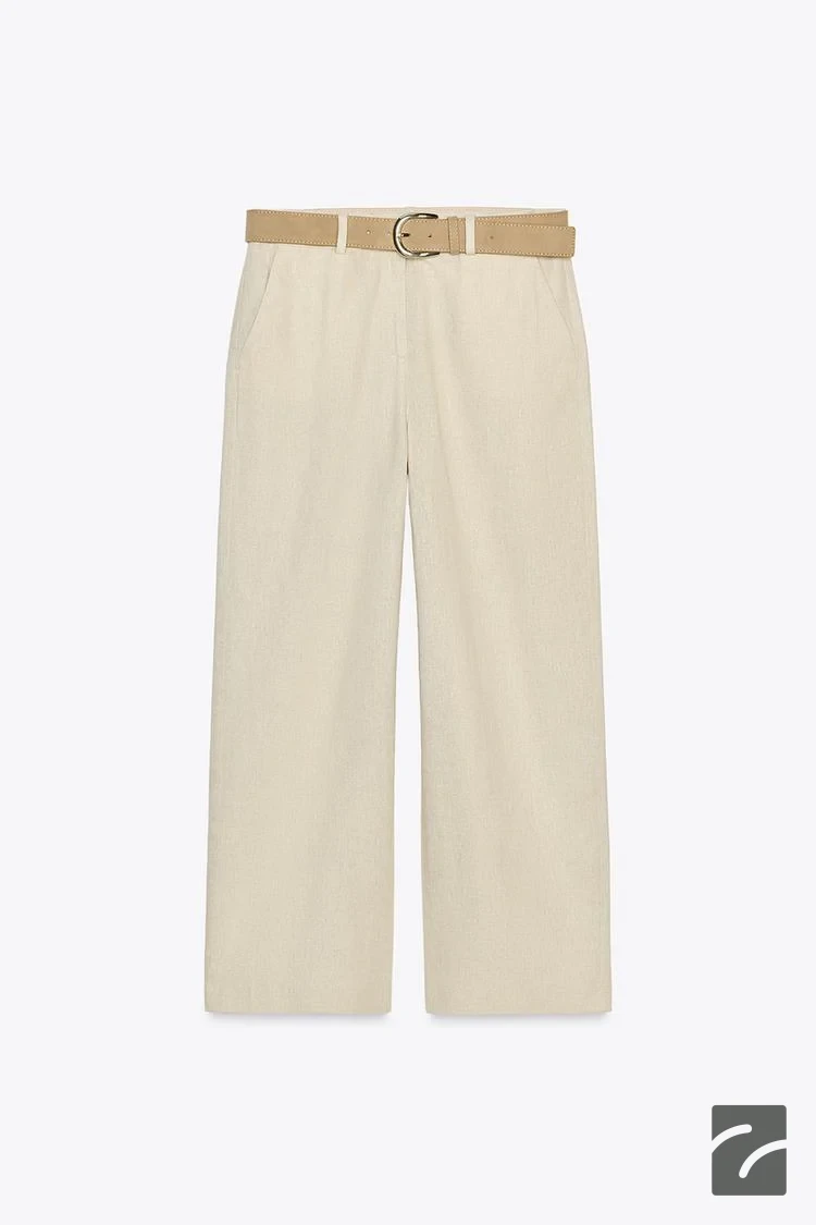 شلوار کتان کمر بلند با جیب از برند زارا (زنانه)