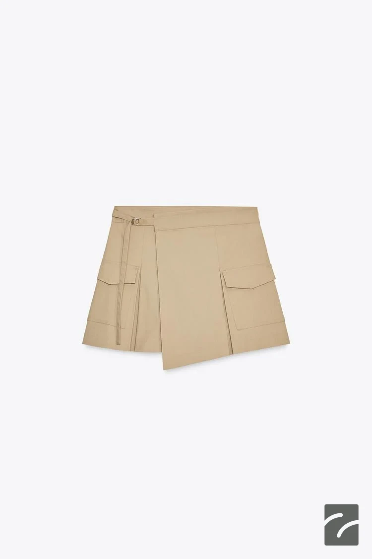 شورت دامن کمر بلند با جیب و زیپ از برند زارا (زنانه)
