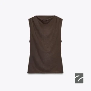 تاپ بافتنی یقه دکمه‌دار و کلاهدار از برند زارا (زنانه)