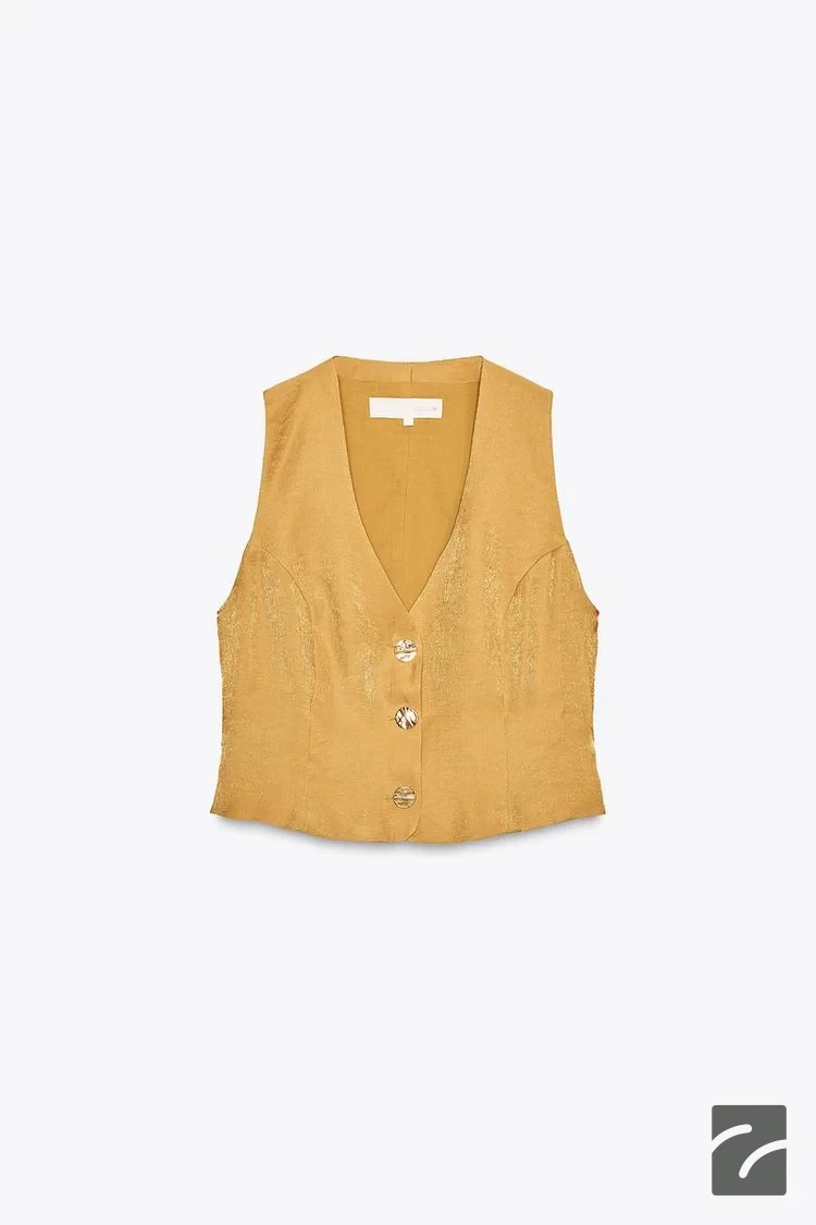 تاپ بدون آستین با دکمههای طلایی از برند زارا (زنانه)