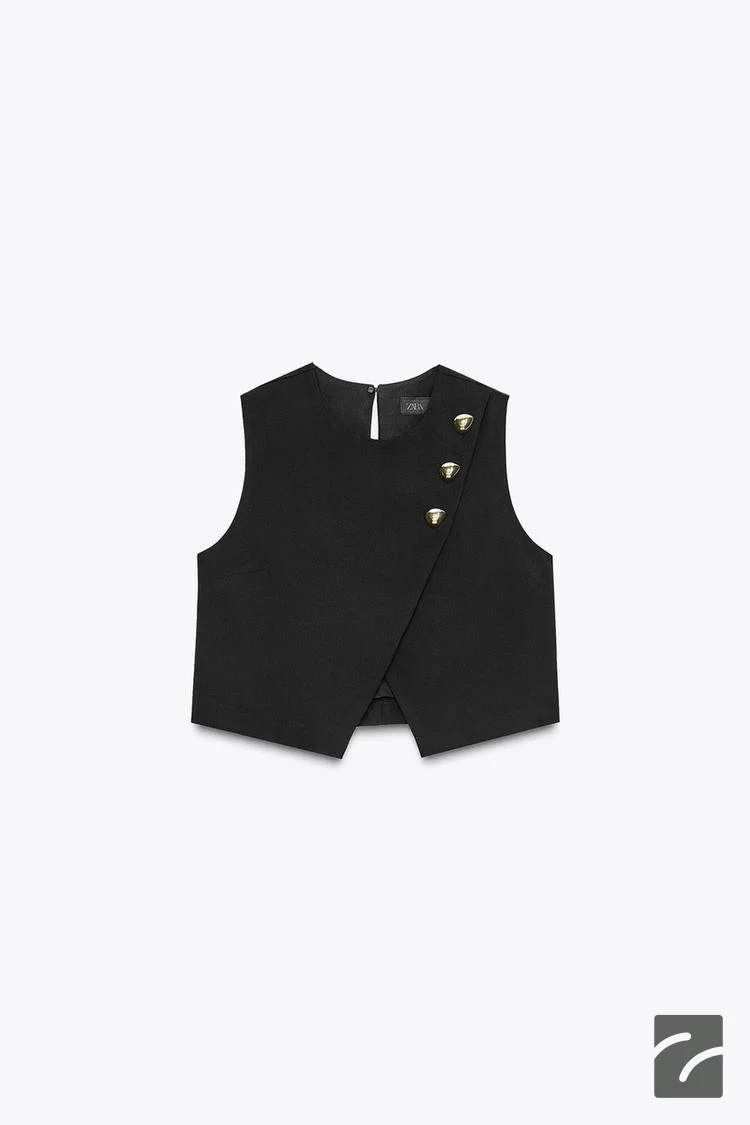 تاپ بدون آستین با یقه بیسیکلت و دکمه از برند زارا (زنانه)