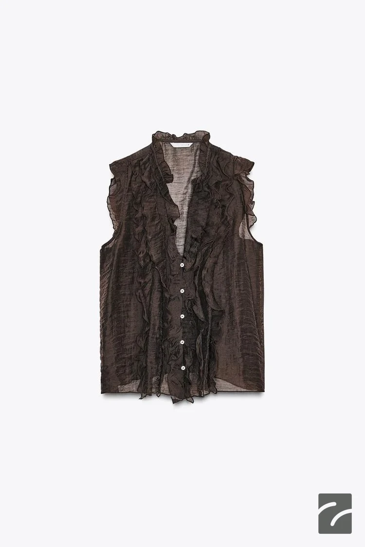 تاپ بدون آستین V یقه با دامن چیندار از برند زارا (زنانه)