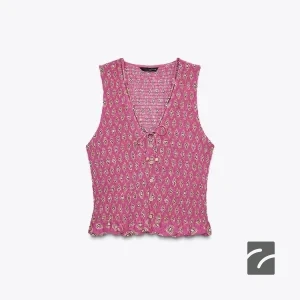 تاپ بدون آستین یقه V با دکمه از برند زارا (زنانه)