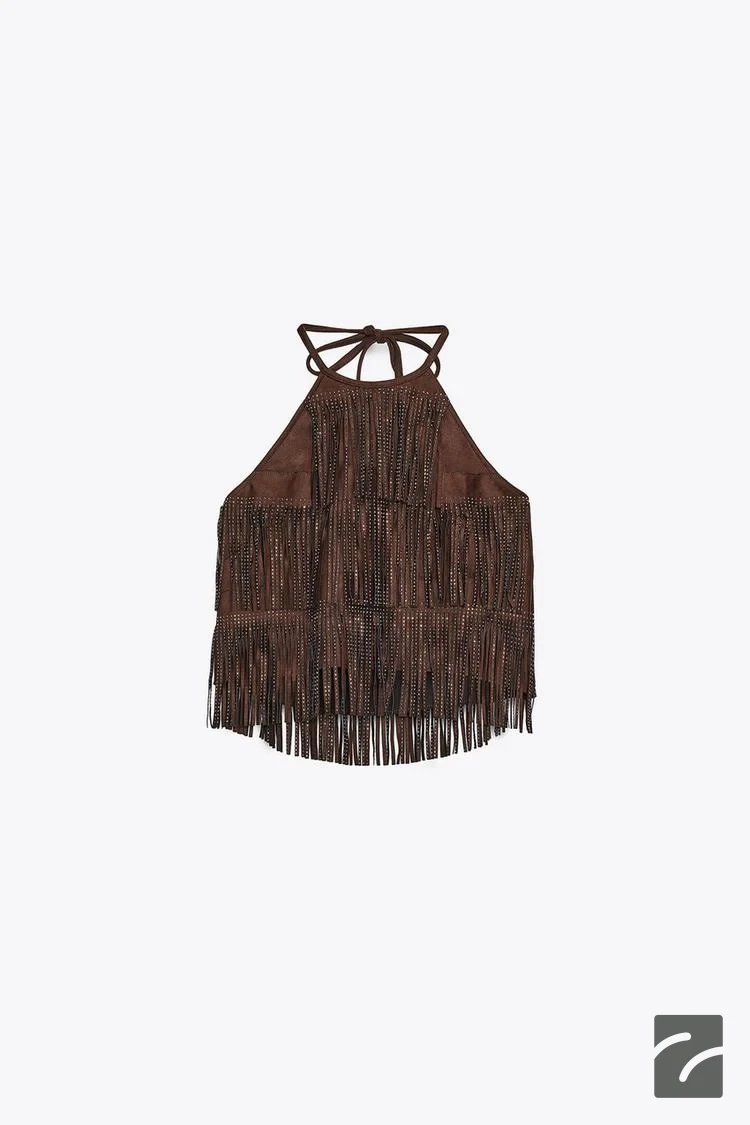 تاپ هالتر بند گردنی با جزئیات منجوقی از برند زارا (زنانه)