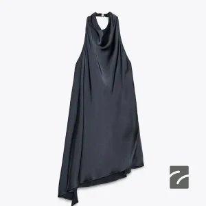 تاپ هالتر ساتن با پشت باز و برش نامتق از برند زارا (زنانه)