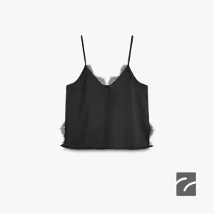 تاپ کم‌سینه یقه V با دانتل از برند زارا (زنانه)