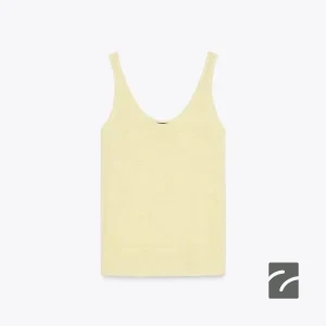 تاپ کتان یقه گرد با بند نازک از برند زارا (زنانه)