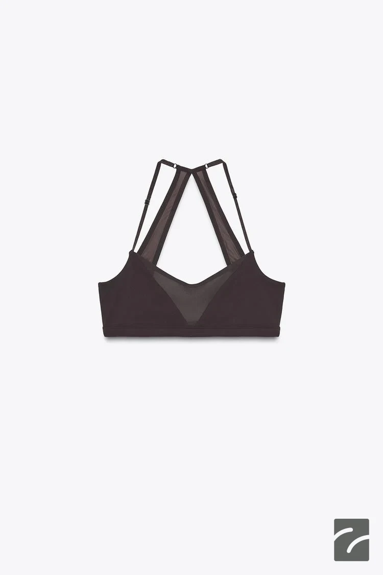 تاپ یقه گرد با بندهای نازک و توری از برند زارا (زنانه)