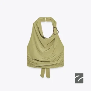 تاپ یقه هالتر با جزئیات طلایی از برند زارا (زنانه)