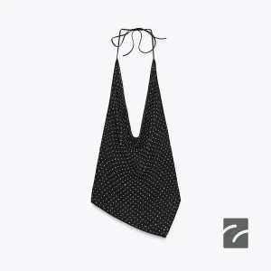 تاپ یقه هالتر بنددار و چین‌دار از برند زارا (زنانه)