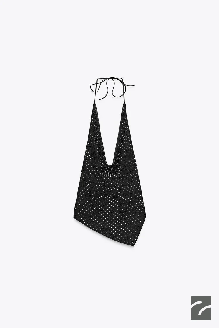 تاپ یقه هالتر بنددار و چیندار از برند زارا (زنانه)