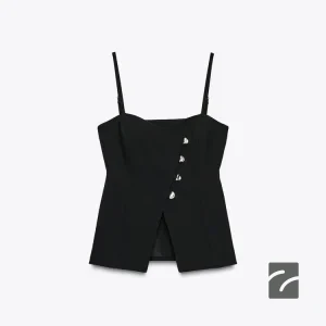 تاپ یقه V با دامن کلوش و چاک دار از برند زارا (زنانه)