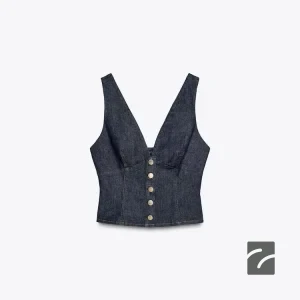 تاپ یقه‌دار با بندهای ضخیم و دکمه از برند زارا (زنانه)