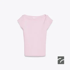 تی‌شرت فیت لاغر با یقه وسیع از برند زارا (زنانه)